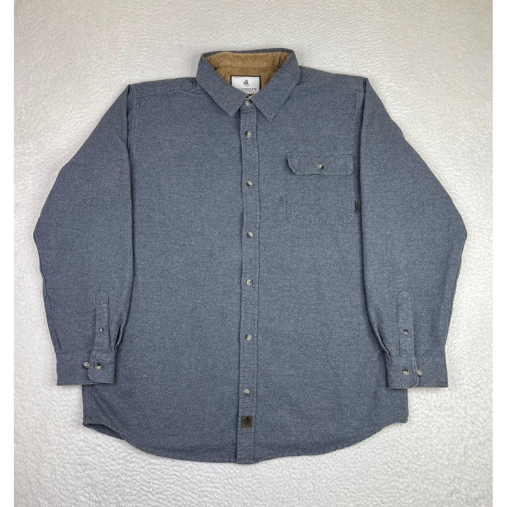 Legendary Whitetails Shirt Mens XLT Gray Buck Camp Flannel Long Sleeve Button Up